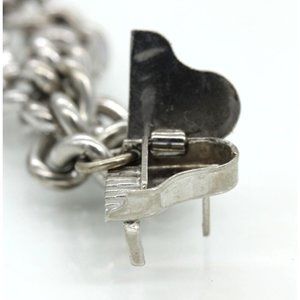 925 STERLING Baby Grand PIANO music charm bracelet 1961 VINTAGE 26.9 grams 7"